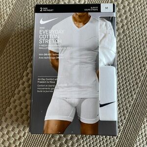Nike mens 2 pack white cotton v-neck